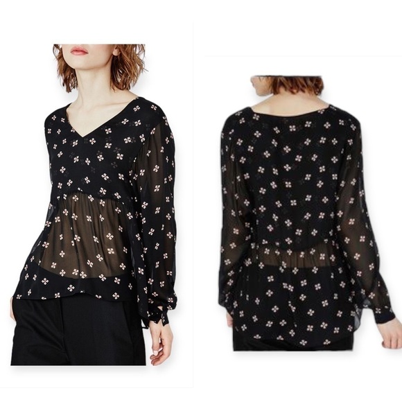 Maje Skirt Set in Printed Chiffon, Jouet Skirt, Leona Top, Size 2/M - Picture 3 of 16